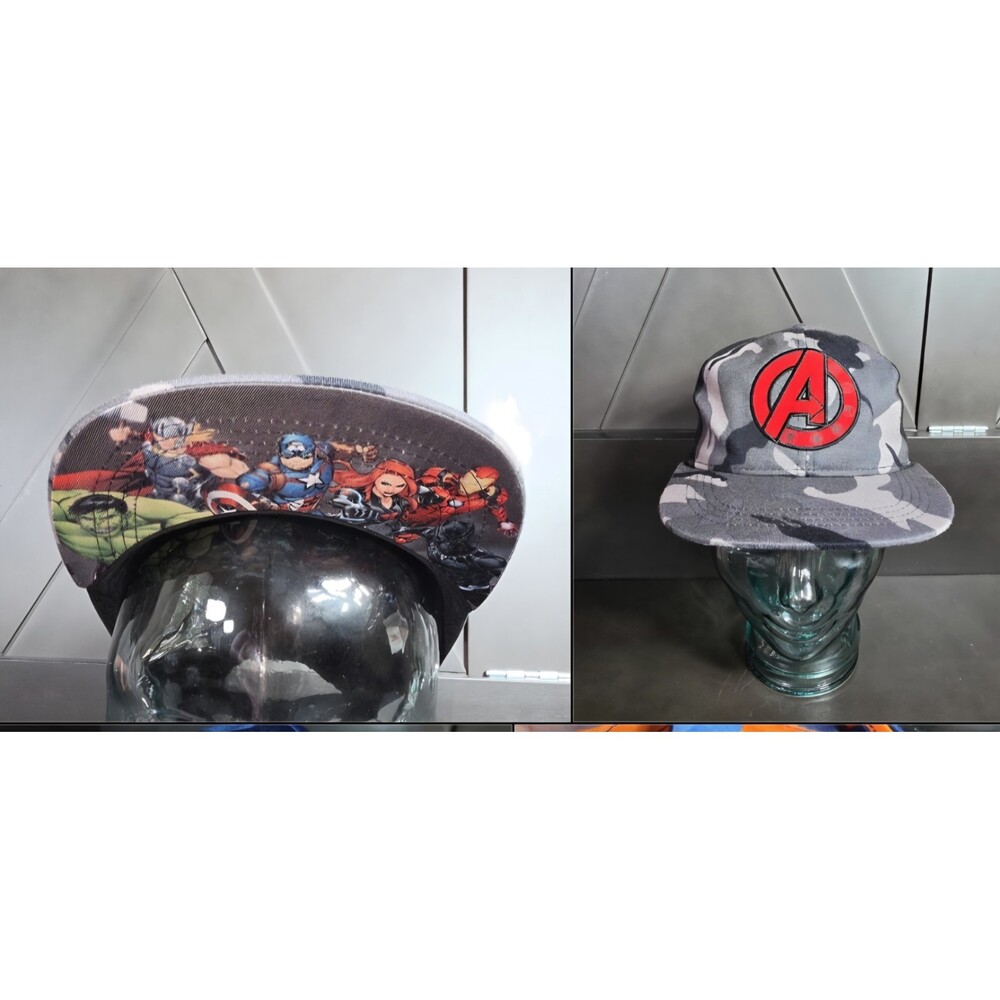 Marvel Avengers Embroidered Youth Snap Back Gray Camo Ball Cap Hat One Size